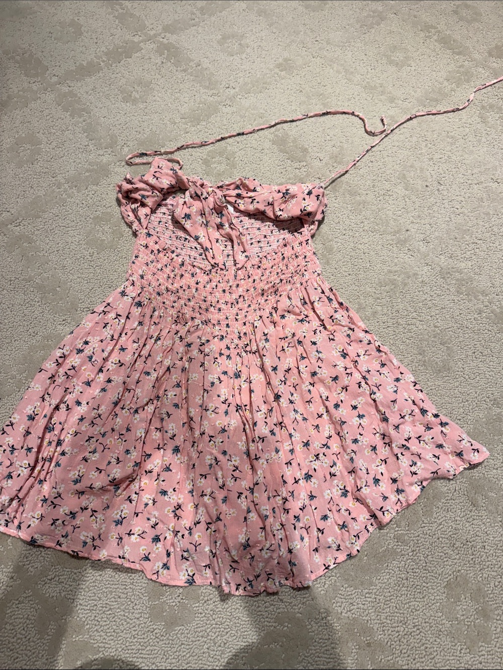 Pink Floral Smocked Girls' Dress